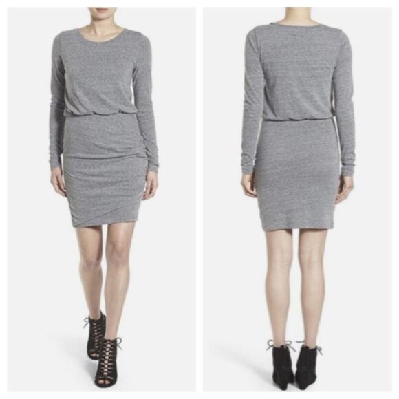 Leith Anthropologie Women's Blouson Bodycon Ruched Dress Heather Gray Size M - Picture 1 of 9